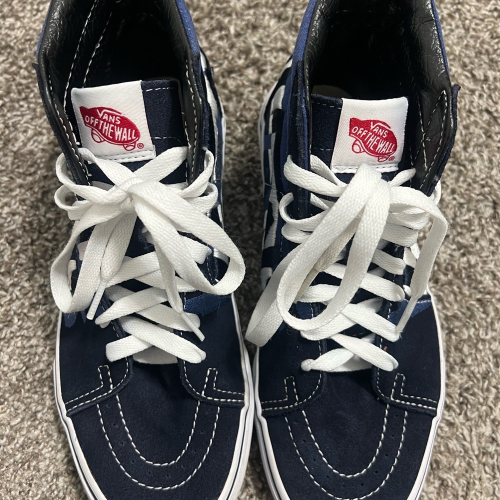 Vans Blue and White High-Top Sneakers